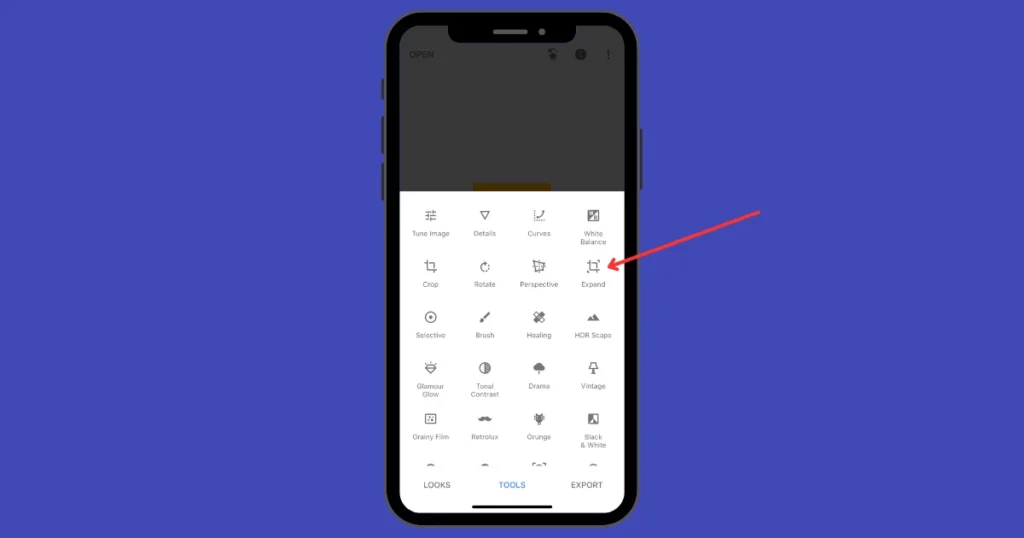 click expand in tools section to expand your image