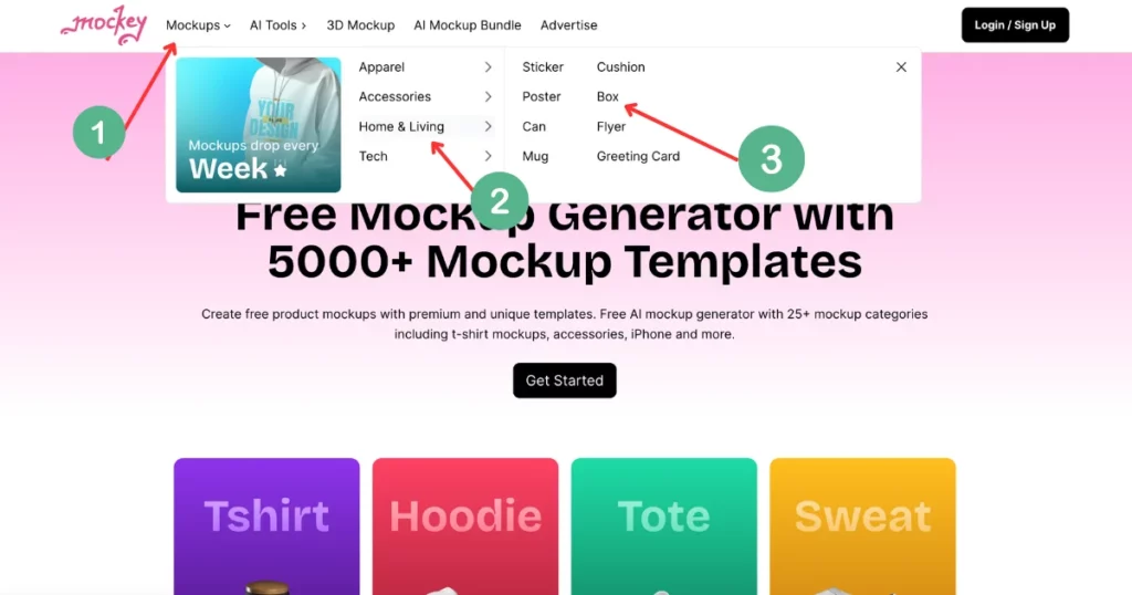 click mockups, then home & living, then box on how to make a box mockup