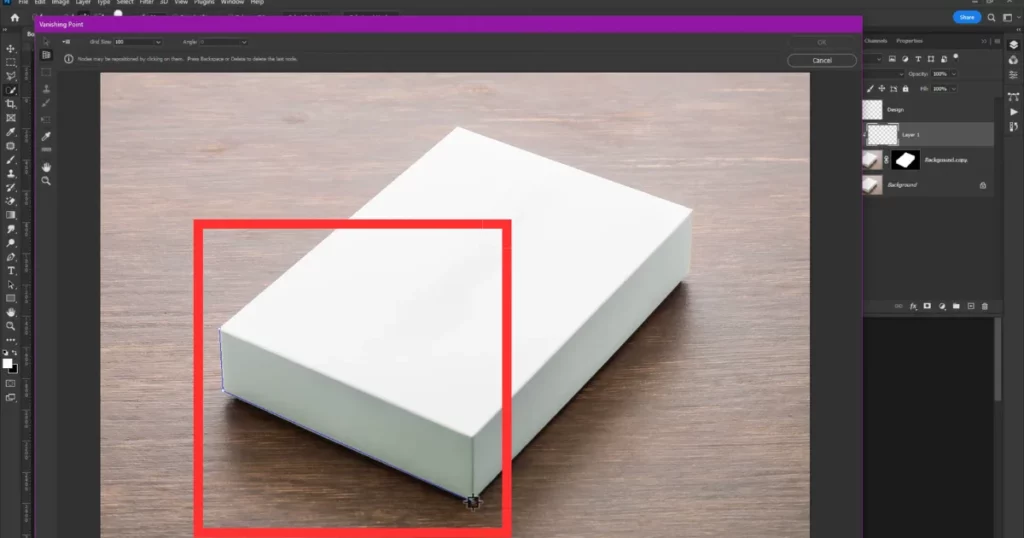 create a perspective plane that matches the box's shape