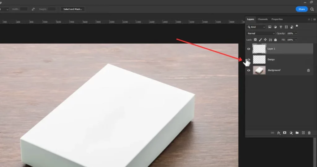 disable the design layer by clicking on the eye icon in photoshop