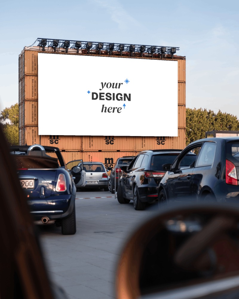 large poster under-lights mockup 