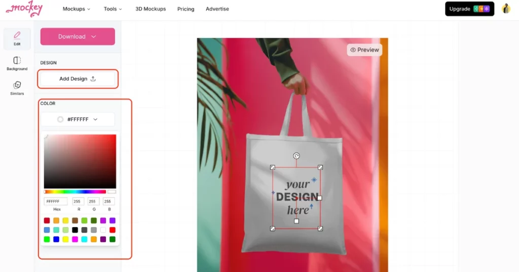 mockey tote bag mockup customization