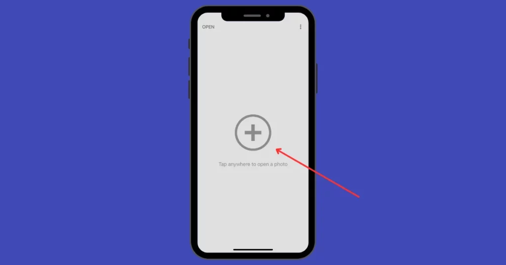 tap + or open to add your image in snapseed