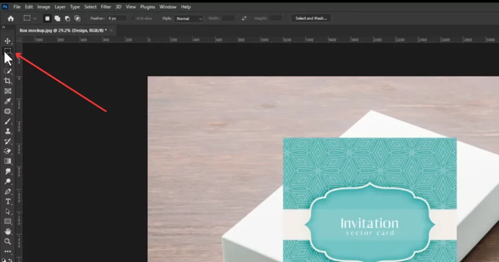 use rectangular tool on how to make a box mockup in photoshop