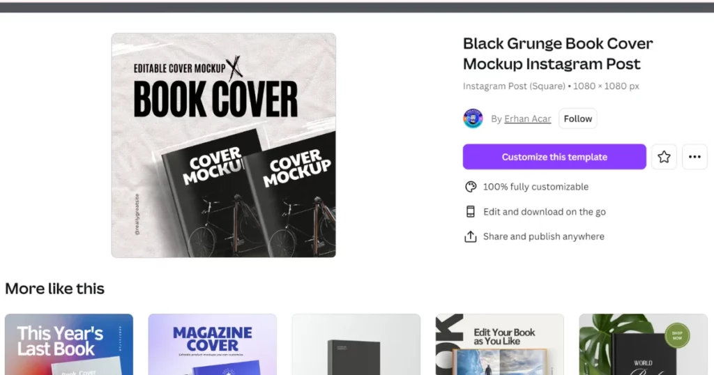 Customize template- Book Mockup in Canva