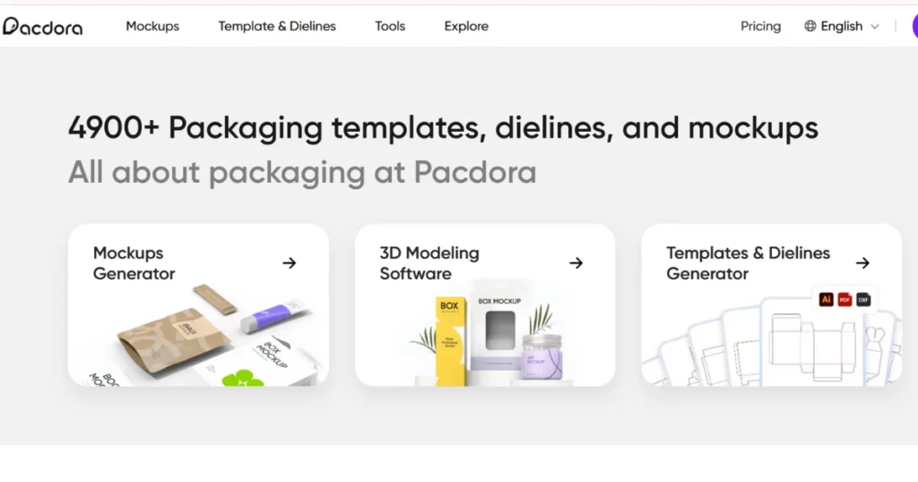 Pacdora - Packaging mockup websites