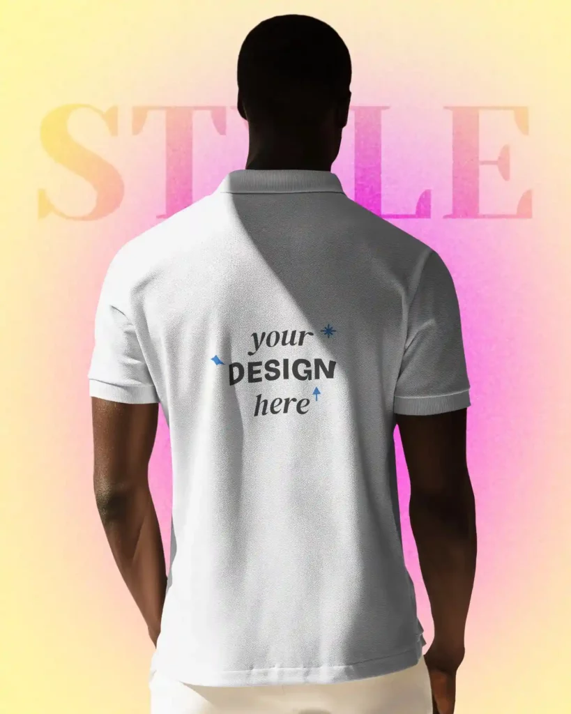 back view polo tshirt mockup aesthetic photoshoot