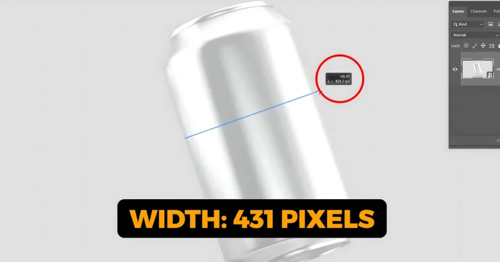 measure the width and height of the can on how to make packaging mockup in photoshop