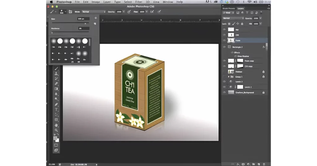 select brush tool on how to make a 3d box mockup in photoshop