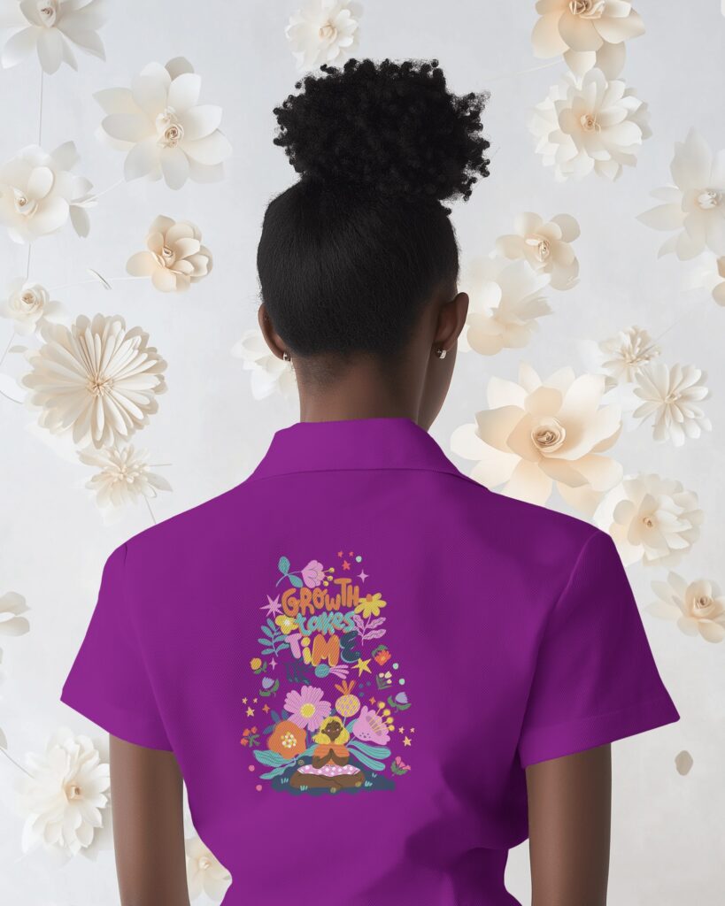 surreal polo t-shirt mockup with background made from paper flowers