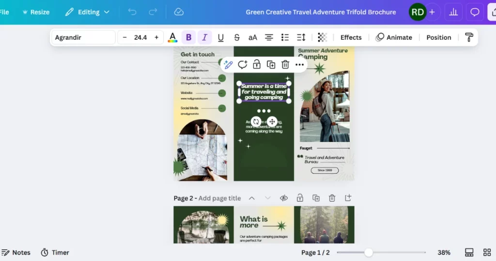 Edit the text - How to Make a brochure on canva