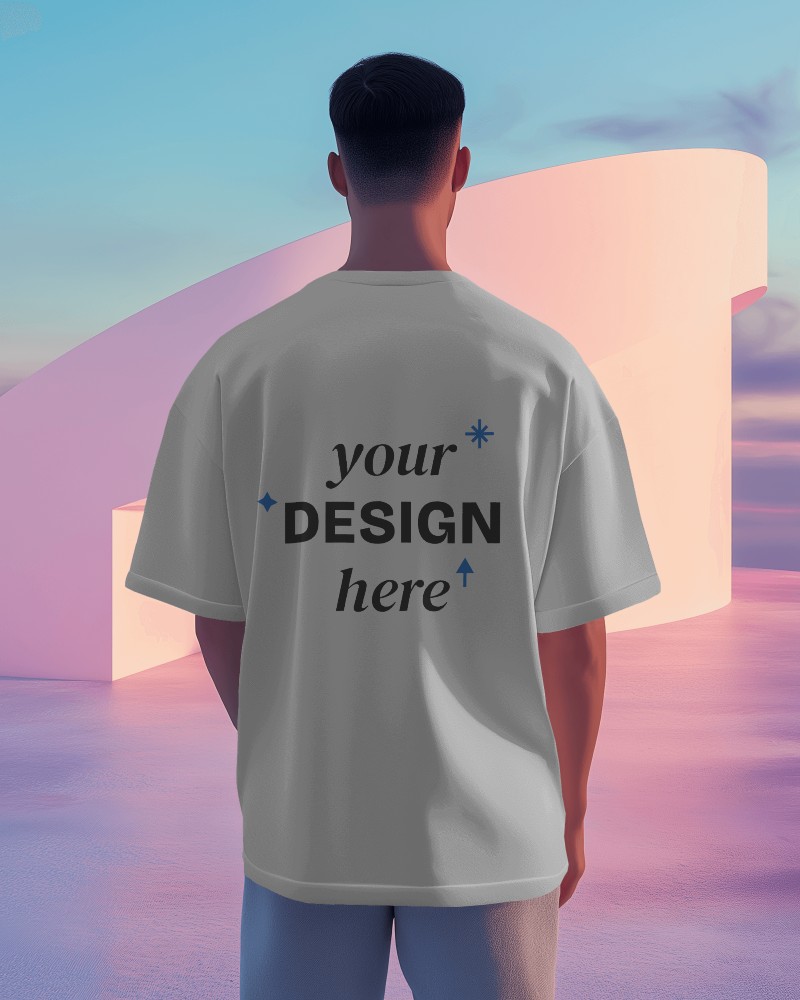 back t-shirt mockup on model with clear background