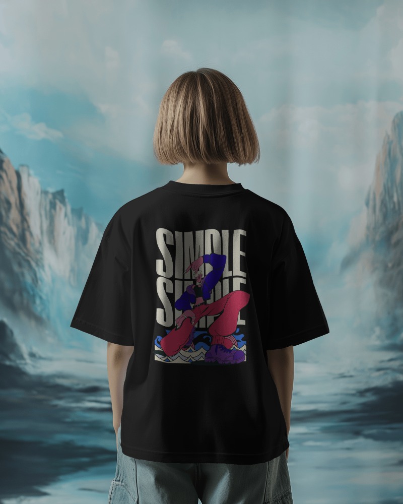 back t-shirt mockup with short-hair girl and glacier background