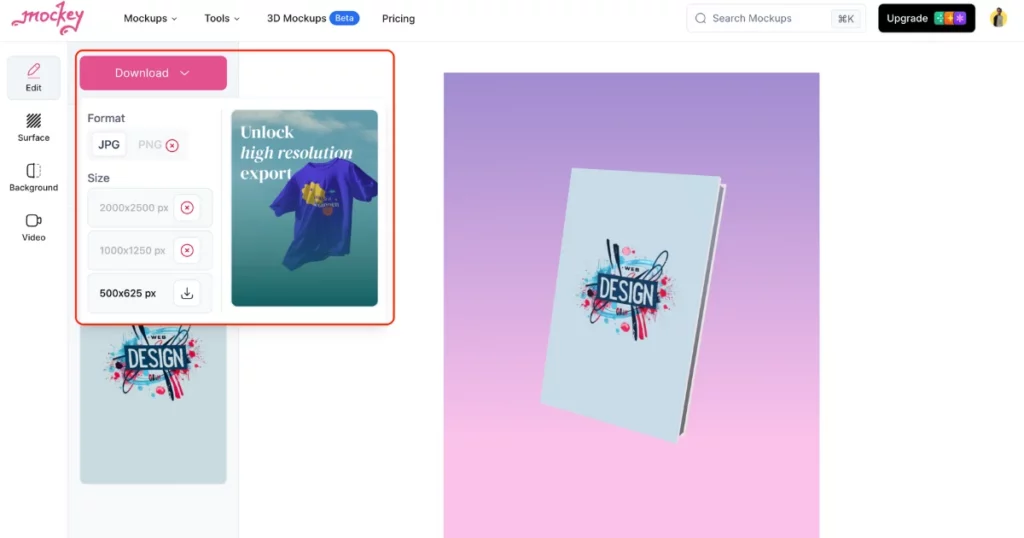 click on the download button to save your 3d book mockup