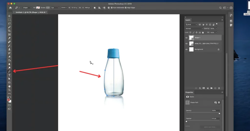 take the pen tool and draw a shape along the contours of this reference image