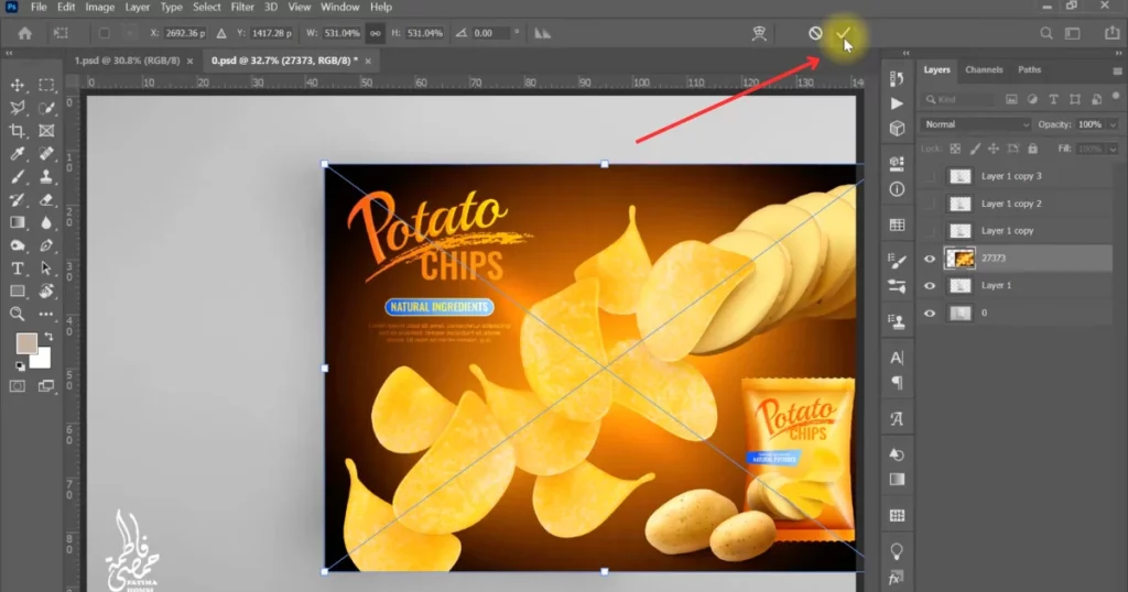 drag your image into photoshop and hit checkmark