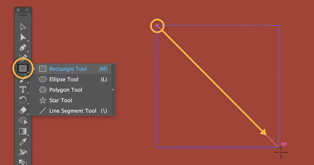 select rectangle tool for business card dimension