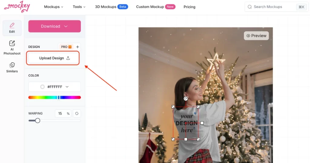 upload design for t-shirt mockup