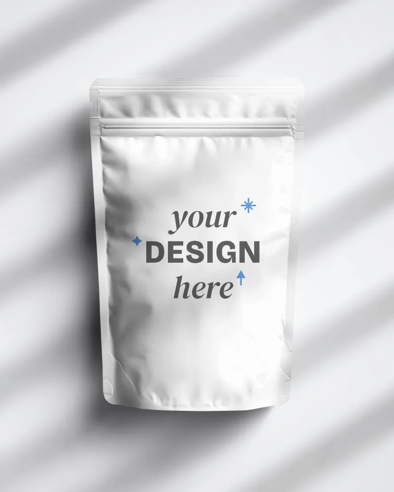 flat lay pouch mockup on textured surface minimal and stylish product display