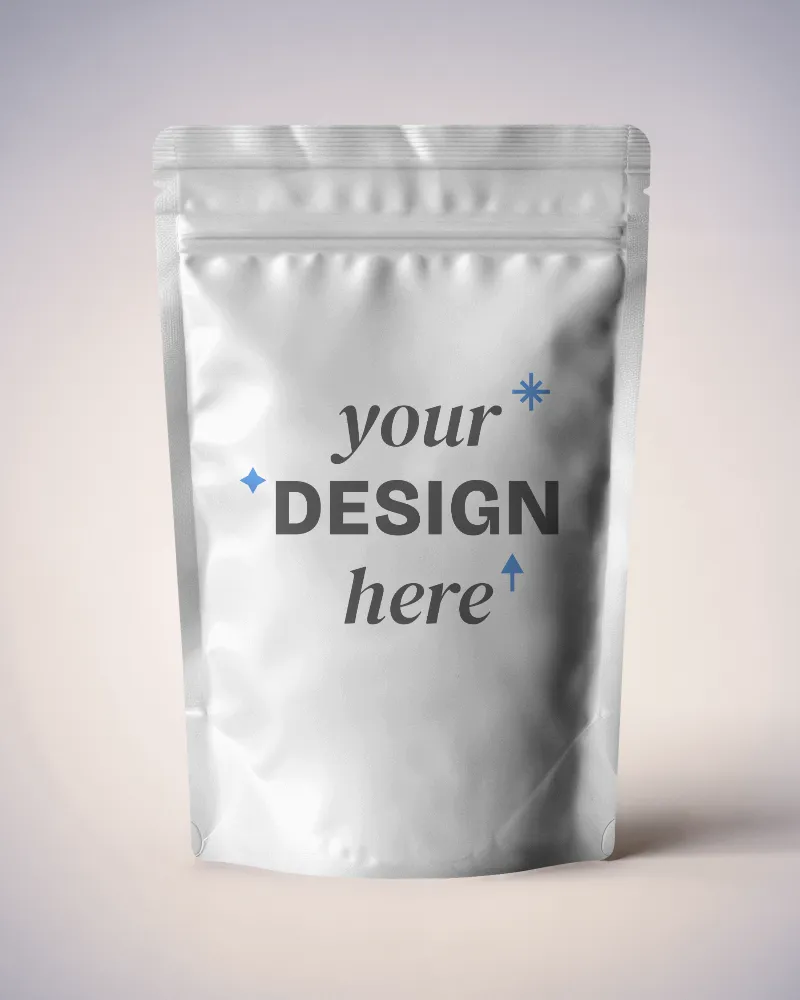 soft shadow stand up pouch mockup against beige backdrop classy and modern design