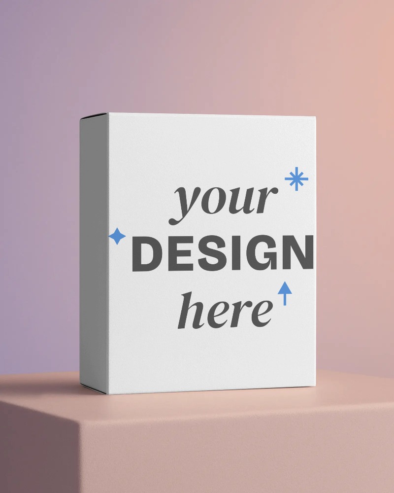 box mockup on duotone purple pink background balanced lighting for modern display








