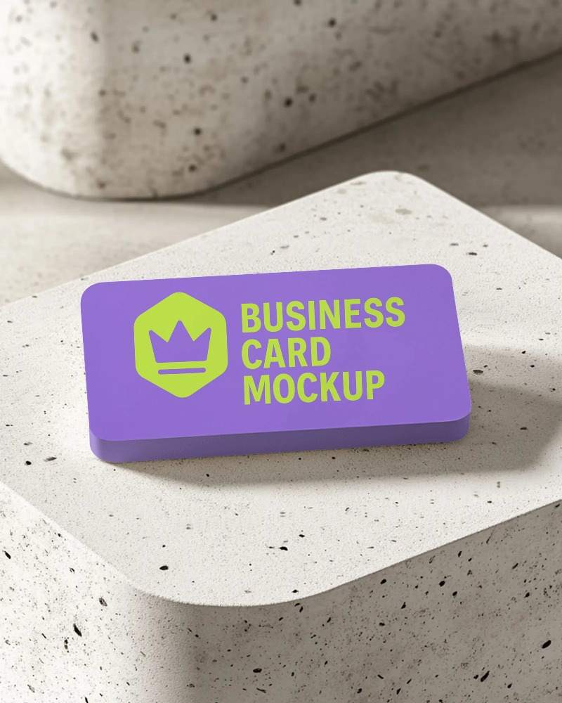 horizontal flat business card mockup on textured cream concrete surface minimalistic and premium setting