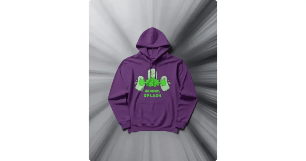 a pullover hoodie on a radial background