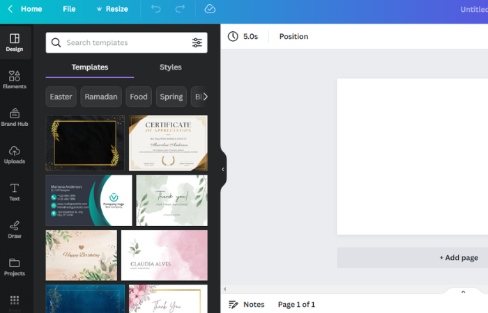 canva customize option