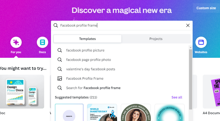 facebook profile frame in canva