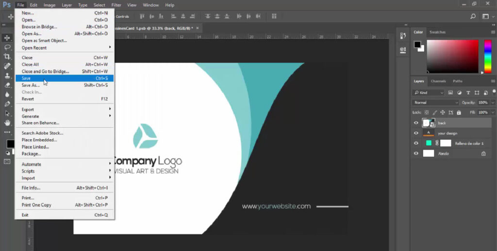 save option in photoshop | Business card mockup photoshop