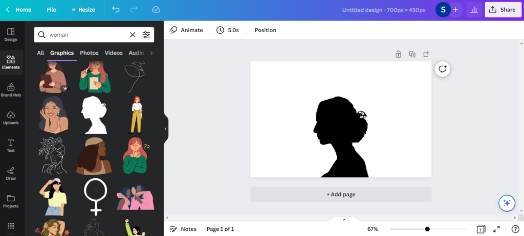 woman element in canva