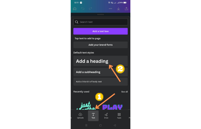 add text for gradient