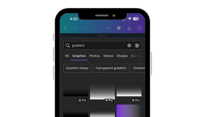 click gradient shape