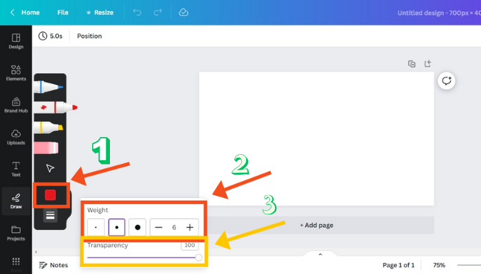 color weight and transparency in canva