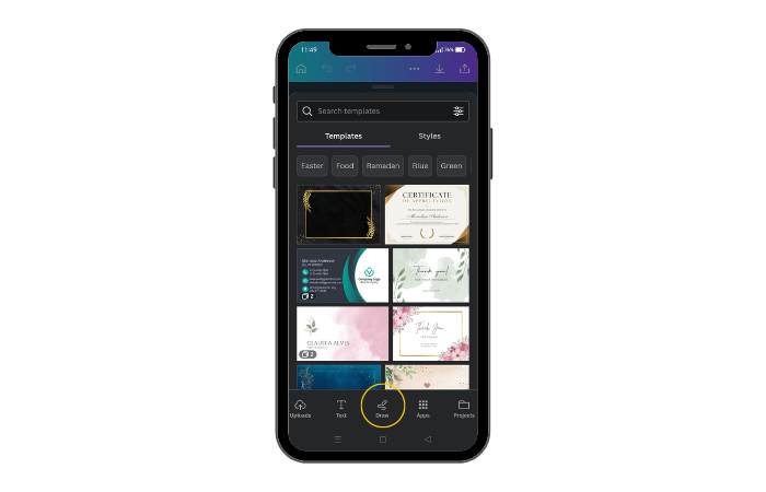 draw option in canva mobile
