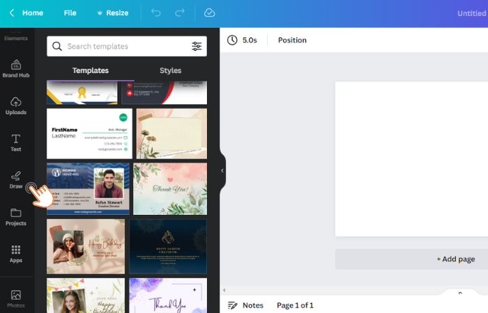 draw tab in canva