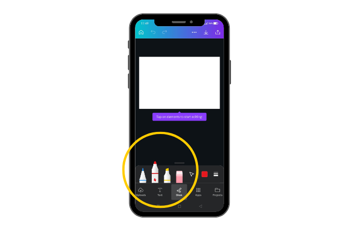 drawing tools in canva phone