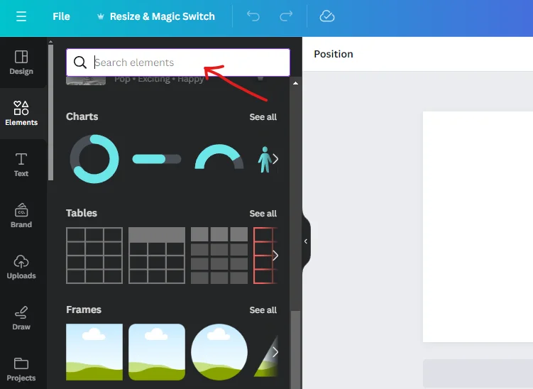 search gradient in elements
