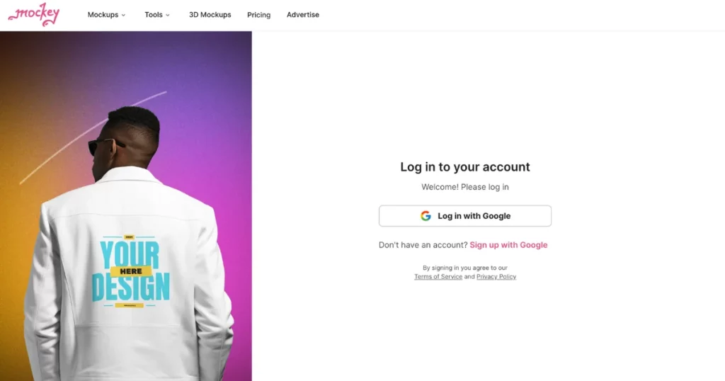 sign up in mockey.ai to make a mockup