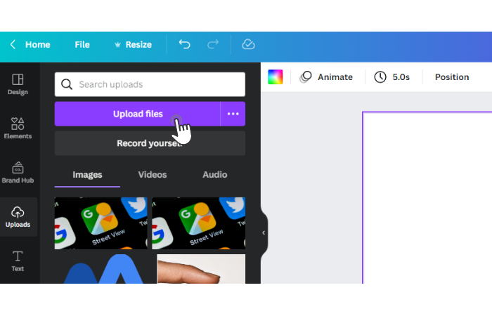 upload files option