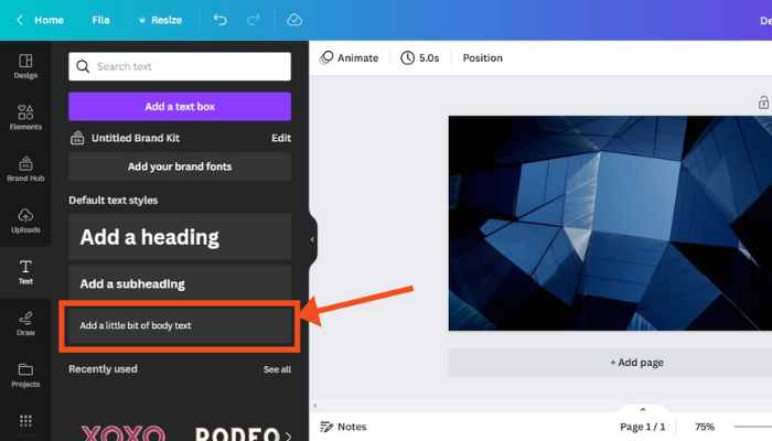 choose add a small text body