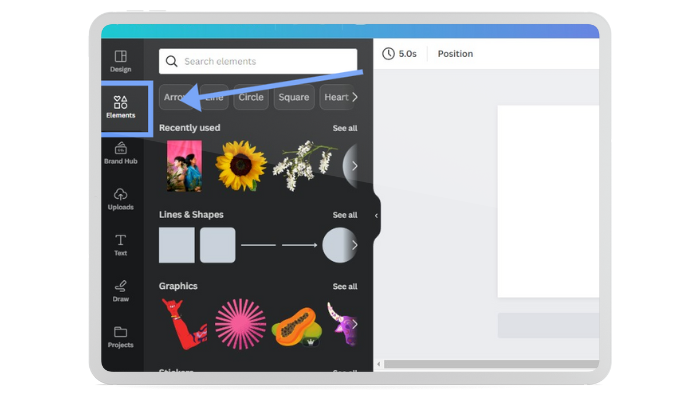 click elements in the editor sidebar