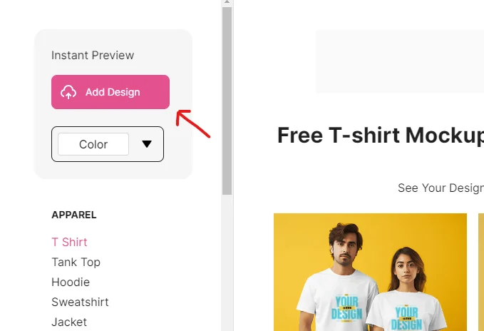 click on add design option