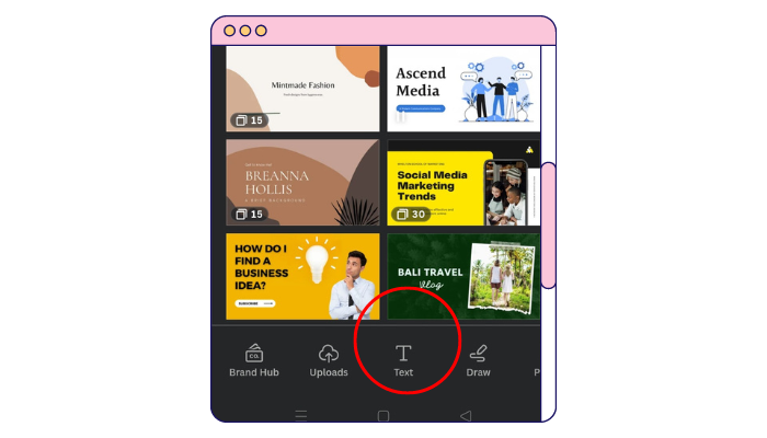 click on the text box to add text canva mobile