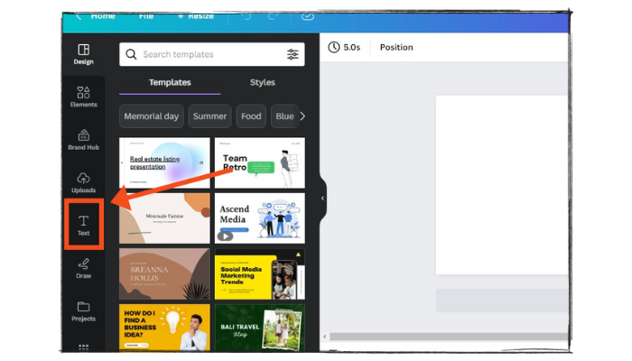 click on the text box to add text