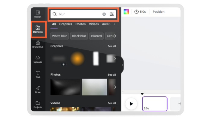 go to elements and search for blur