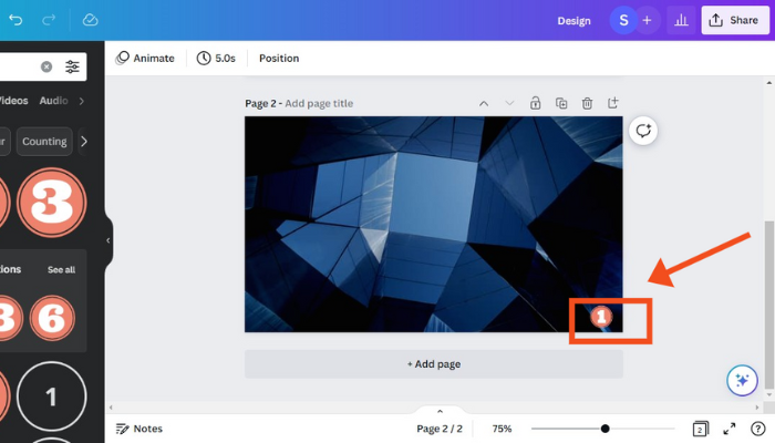 in your design, place it in the lower corner