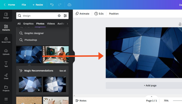 select the canva design you want to use