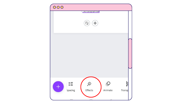 tap the effects option canva mobile