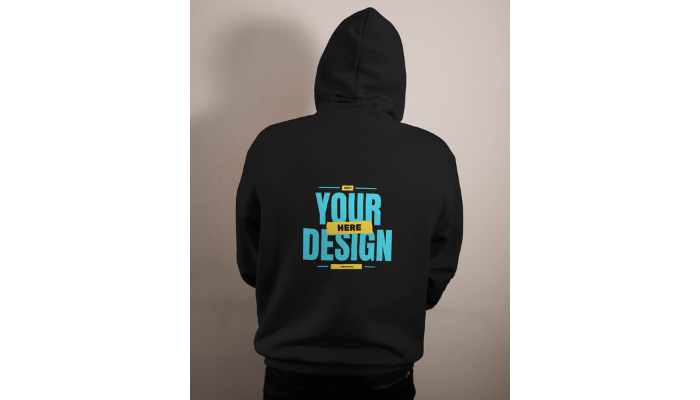 black hoodie back side